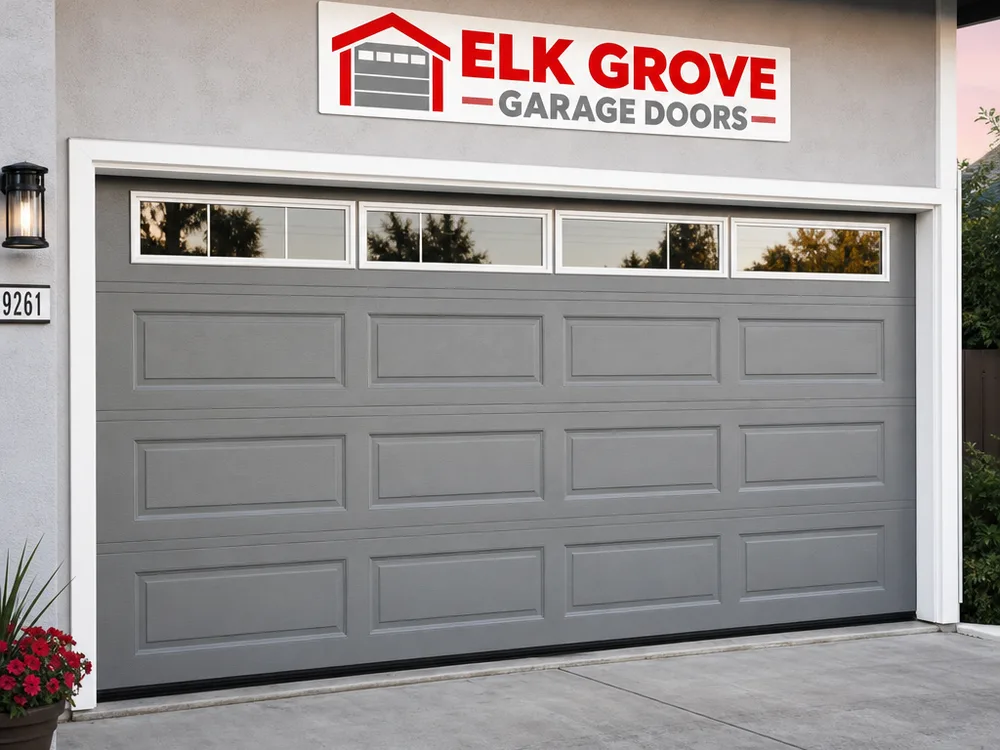 New insulated sectional garage door with clean trim and weather seal