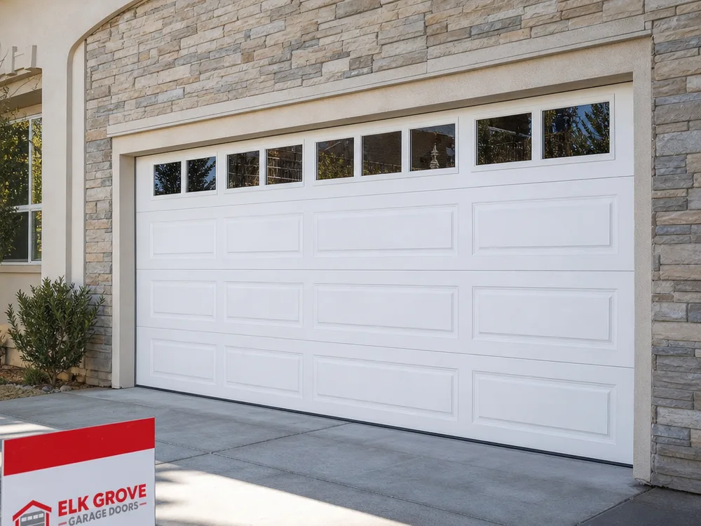 Garage door sitting level with even gaps at the sides after repair